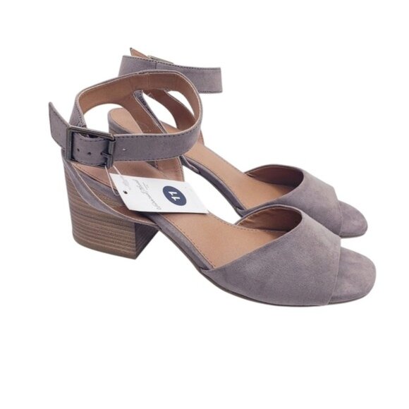 Universal Thread Taupe Megan Faux Suede Open Toe Heels Women's Size 11 New NWT - Picture 1 of 12